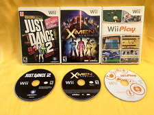 Lot of 3 Nintendo Wii Video Games - Just Dance 2, X-Men Destiny, Wii Play Tested