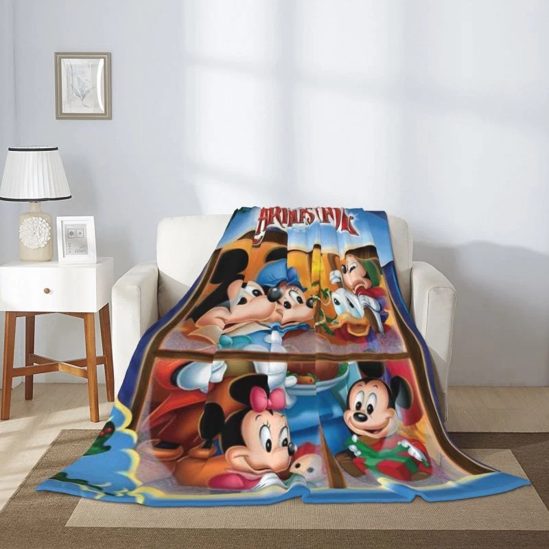 Disney Mickey Halloween Flannel Blanket Kawaii Spooky Cute Lightweight Throw