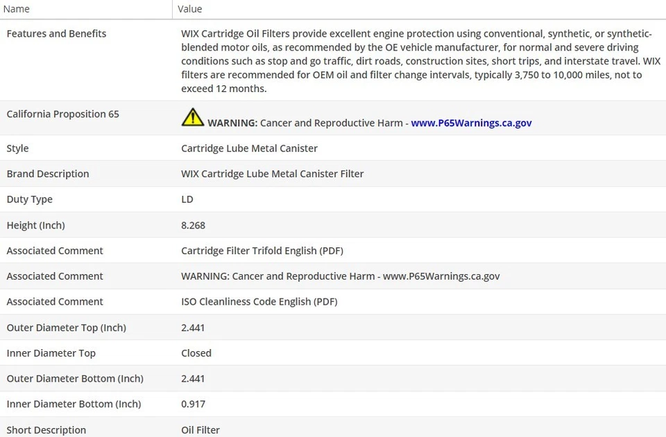 Filtro de aceite de motor OEM WIX para MERCEDES-BENZ 600SEC 1993 V12-6,0 L Foto 3 de 4