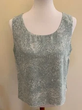 Jones Wear Women's Tank Top Blouse Seafoam Green & White Size 14