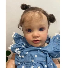26inch Painted Reborn Baby Doll Toddler Girl Cloth Body Hand-Rooted Hair Gifts