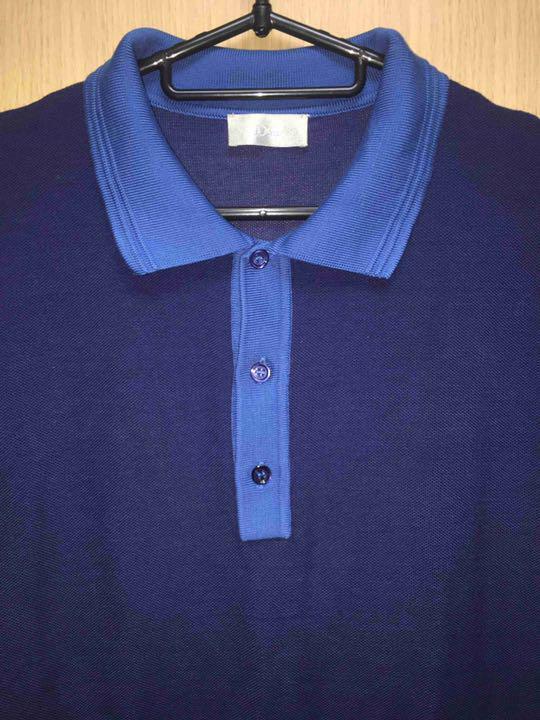 DIOR HOMME 463J830Z0348 Cotton Silk Polo Shirt S Blue Auth DIOR HOMME 463J830Z0348 Cotton Silk Polo Shirt S Blue Auth