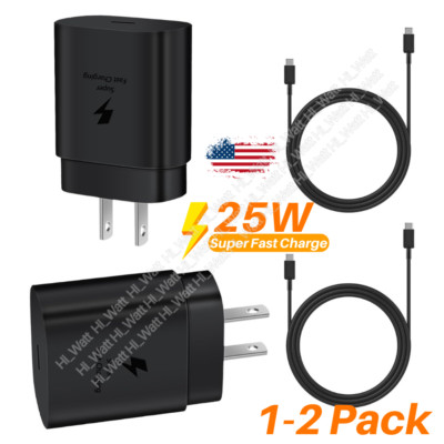 25w Super Fast Charger Type USB-C+3FT Cable For Samsung Galaxy S23 S22 S21 S20