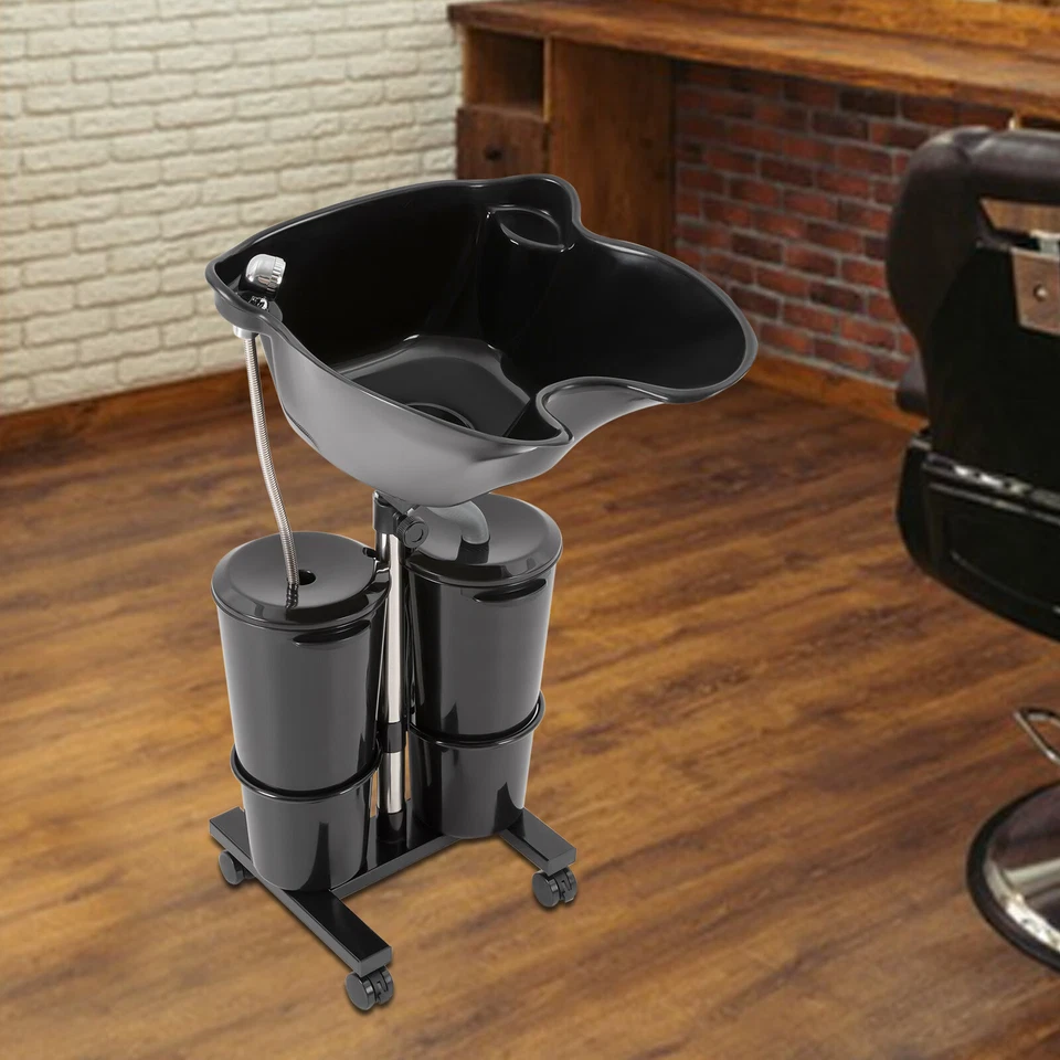 Lavabo champú tazón lavabo fregadero unidad rodante belleza spa salón estación de lavado de cabello Foto 3 de 4