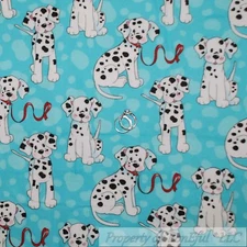 BonEful Fabric FQ Flannel Quilt Aqua Blue Red Black White B&W Dalmatian DOG Dot