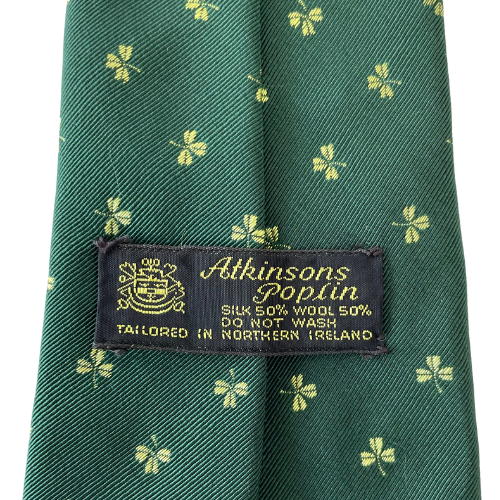 Corbata de popelina Atkinson para hombre 53" x 4,5" trébol irlandés real seda/lana Irlanda - Imagen 3 de 4