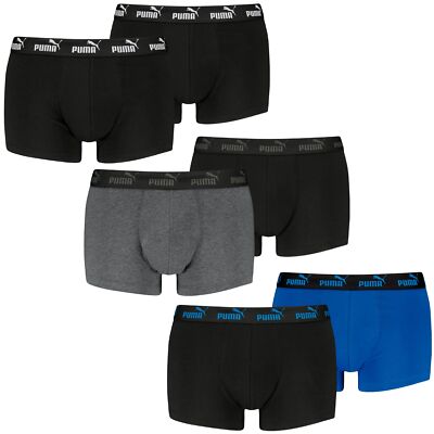 Puma 2er Pack Herren Trunks Boxer Unterhosen Schwarz Blau Grau Baumwolle Stretch
