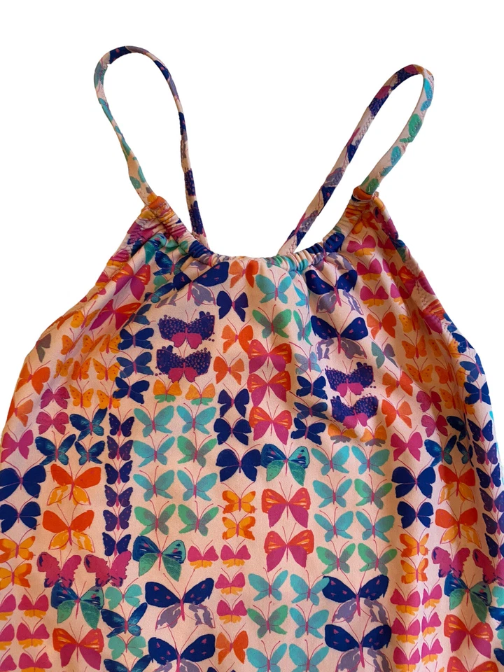 Traje de baño para niña CREWCUTS talla 12 azul mariposa blanco traje de baño de una pieza Foto 2 de 4