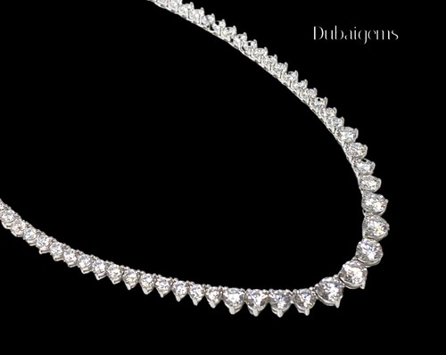 Tennis-Halskette Weißgold-Finish erstellt Diamant graduiert Geschenk verpackt kostenloser Versand - Bild 1 von 9