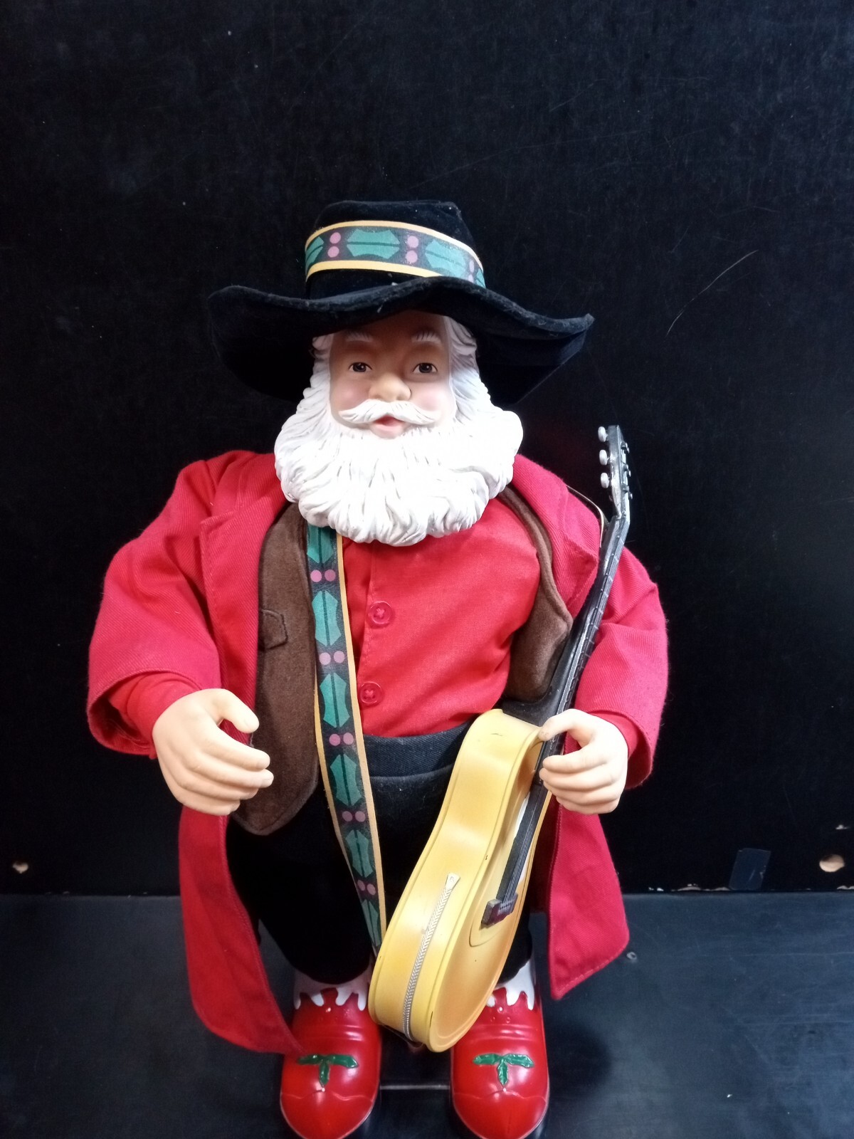 Singing And Dancing Cowboy Santa Figurine Guitar Mariachi Singer