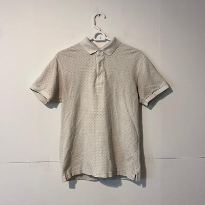 Uniqlo Mens Polo Shirt Size S Light Beige Dot Three Button Short Sleeve 
