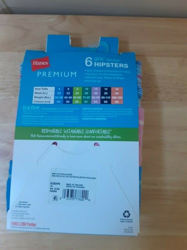 Hanes (6 Pack) Girls Hipsters Size 16 NEW WITH TAGS - Picture 3 of 3
