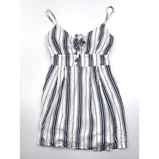 Purple Snow Striped Mini Dress Tie Front Sleeveless Casual Summer Small
