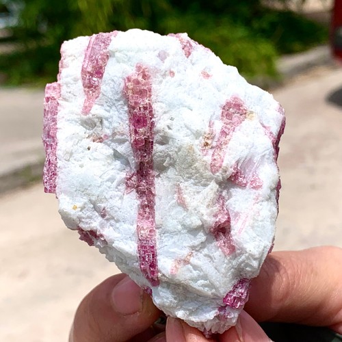 153G Natural red tourmaline gold uncut quartz crystal mineral sample - 第 10/16 張圖片