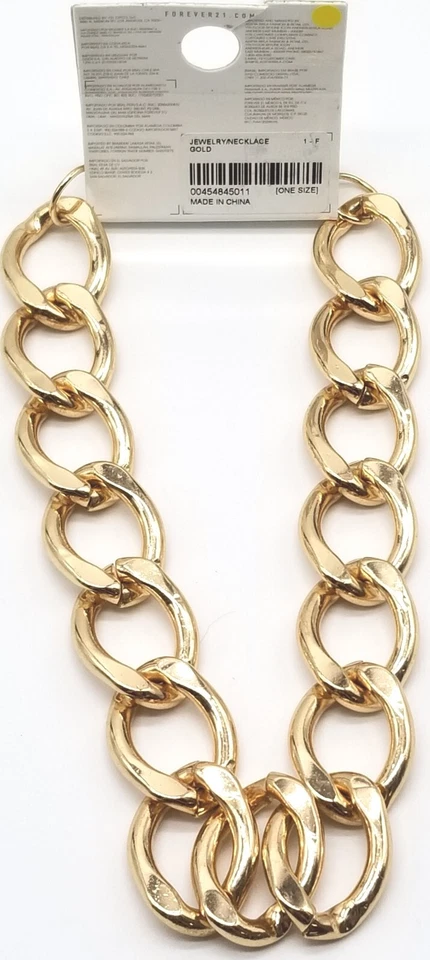 Gargantilla con broche de garra de langosta Forever 21 tono dorado longitud llamativo collar Foto 3 de 4