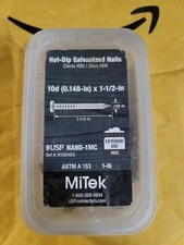 MITEK 1 LB. HOT DIP GALVANIZED 10 D X 1 1/2" NAILS. For Framing Hangers N10DHDG