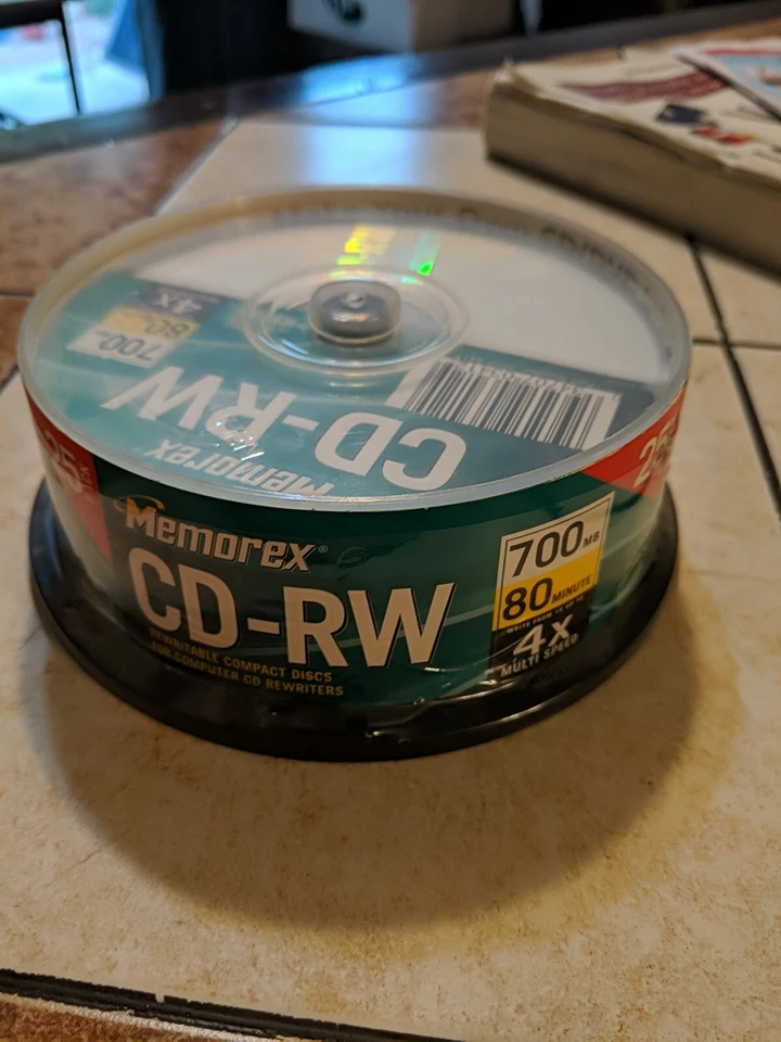 全新 MEMOREX CD-RW 80 分钟 700 MB 4x 多速 25 包 CD — 第 2/2 张图片