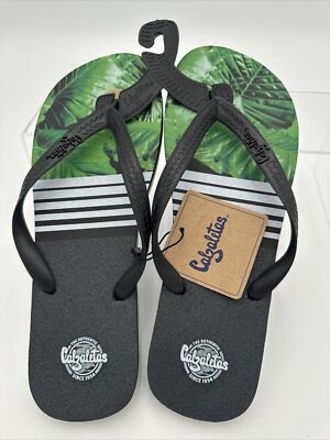 New Calzaletas Flip Flops for Men Green Palm Leaf Design With
