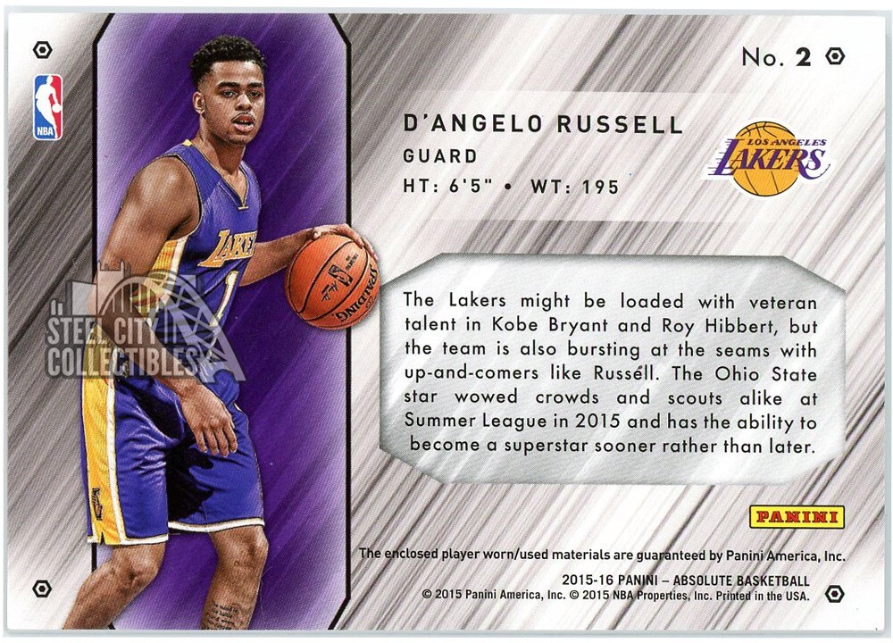 NBA D'Angelo Russell 直筆サインカード　ユニフォームパッチ 2017-18 Panini Hoops D'angelo Russell Autograph NBA Card | eBay