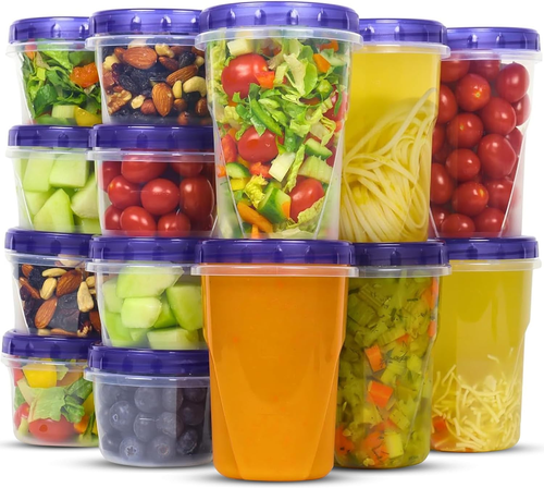 Plastic Food Deli Soup Containers with Twist Top Lids 16 Set Combo 32 16 Oz Safe