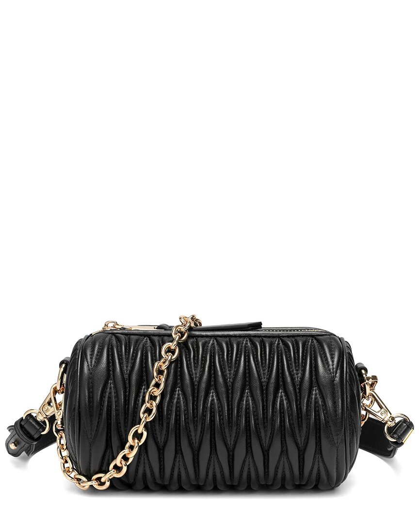 Женское стеганое платье через плечо из стеганой кожи с тиснением под крокодила от Tiffany - Fred Paris черного цвета 26390₽