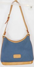 Dooney Bourke Blue Canvas Leather HOBO Handbag w/ Adjustable Shoulder Strap