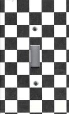 Light Switch Plate Cover HOME DECOR BLACK WHITE CHECKER BOARD PATTERN