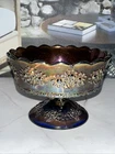 Antique Fenton Cobalt Blue Carnival Glass Orange Tree Pattern Sherbet Bowl