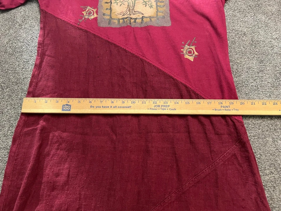 Vestido De Colección Lino Mezcla Algodón Boho Años 90 Grunge Talla Grande? Árbol manga larga Foto 3 de 4