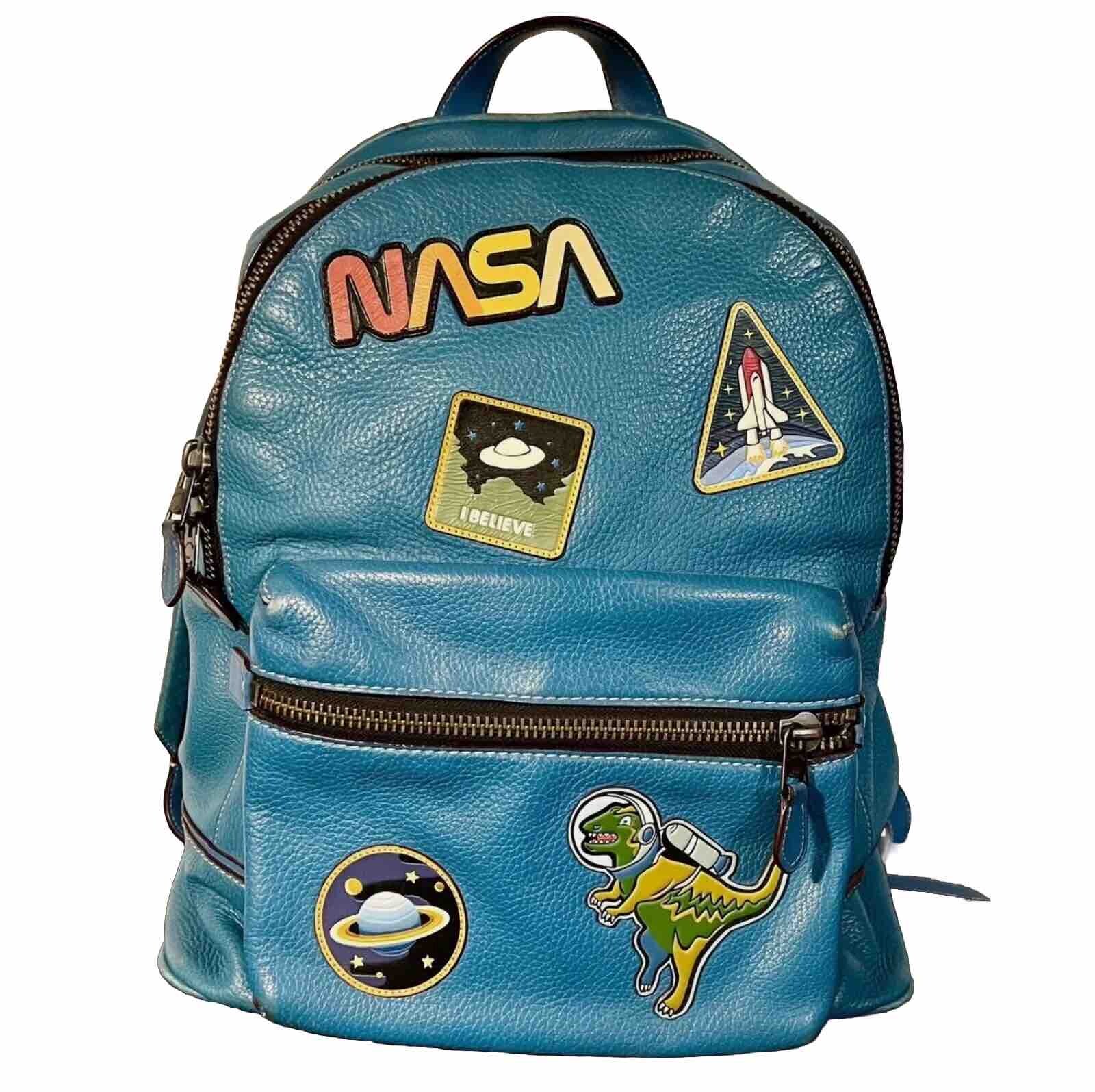 COACH NASA Rexy Blue Leather League Backpack Space Collection