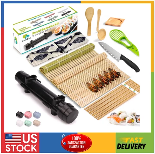 Sushi Making Kit 22 in 1 Sushi Roller Set Sushi Maker Bazooker Kit with Bam New