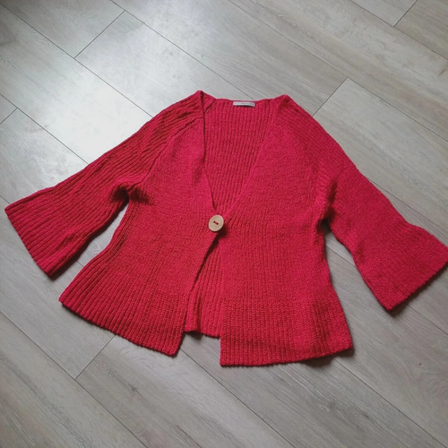 M&S Cyclamen rosa 3/4 Glockenärmel Grobstrick Cardigan Überwurf Urlaub UK18