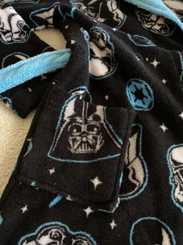 Star Wars Boys Black Darth Vader Storm Trooper Blue Fleece Albornoz Pequeño 4-5 - Imagen 8 de 9
