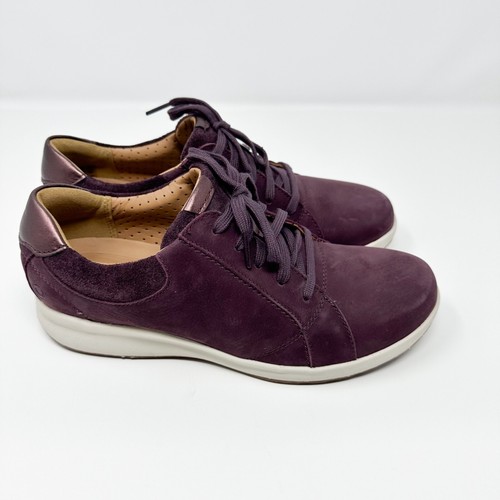 Clarks Damen-Schnürsneaker unstrukturiertes Leder auberginefarben Größe 8 - Bild 2 von 10