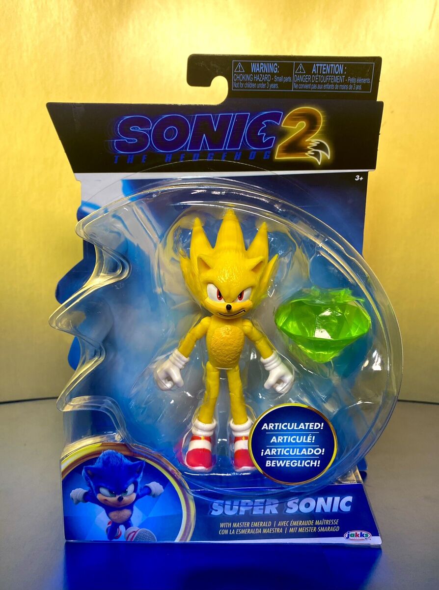 SONIC THE HEDGEHOG 2 Movie Film Super Sonic Figure with Chaos Emeralds 4  SEGA