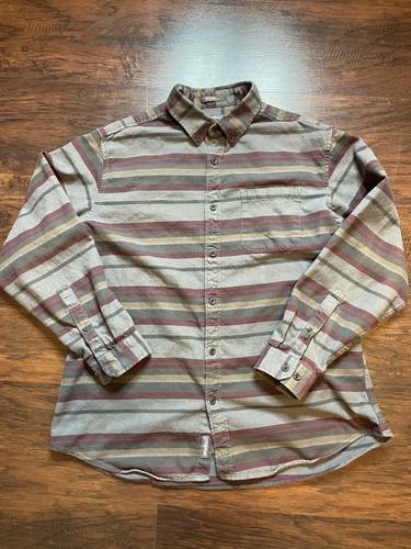 Camicia Eddie Bauer con bottoni in flanella a righe uomo taglia large azteca