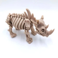 3D Printed Skeleton Rhino Bone Animal Display Toy Articulated Skeletal Body