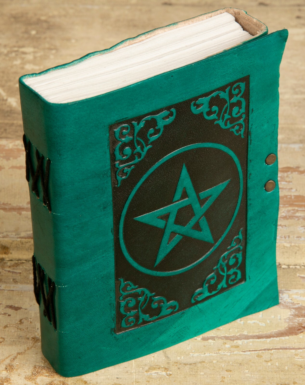 Green Leather Embossed Pentagram Journal w/ Latch 200 5"x7" 'Vellum' Pages 801608025941 eBay