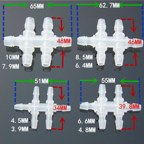 10X Barbed Joiner Splitter Pipe Hose Connectors Fittings Tubing Plastic 6-way - Picture 3 of 14