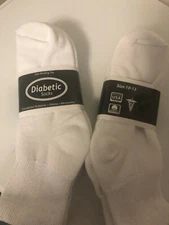 *** 6 Pair Diabetic Ankle Socks MADE IN USA 10-13 ***