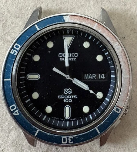 Vintage Seiko Sports 100 Quartz 7546-6040 Pepsi Bezel