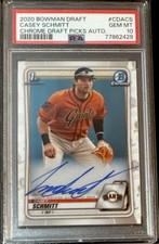 2020 1ST BOWMAN DRAFT CHROME CASEY SCHMITT ROOKIE RC AUTO CDACS PSA 10 GEM MINT