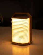 Portable Bamboo Lamp - Foldable Japanese Lantern with USB Charging, Waterproo...
