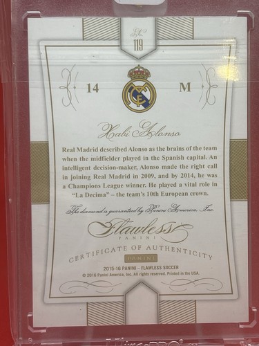 2015-16 Panini Flawless Real Madrid Xabi Alonso DIAMOND 5/20 - Picture 2 of 2