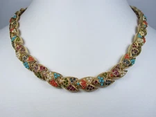 D'Orlan Gold Plated Necklace with Swarovski Crystals - 16-18" Length - 7240