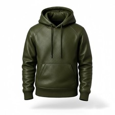 Men’s Lambskin Leather Hoodie Pullover Premium Handmade Hooded Leather Jacket
