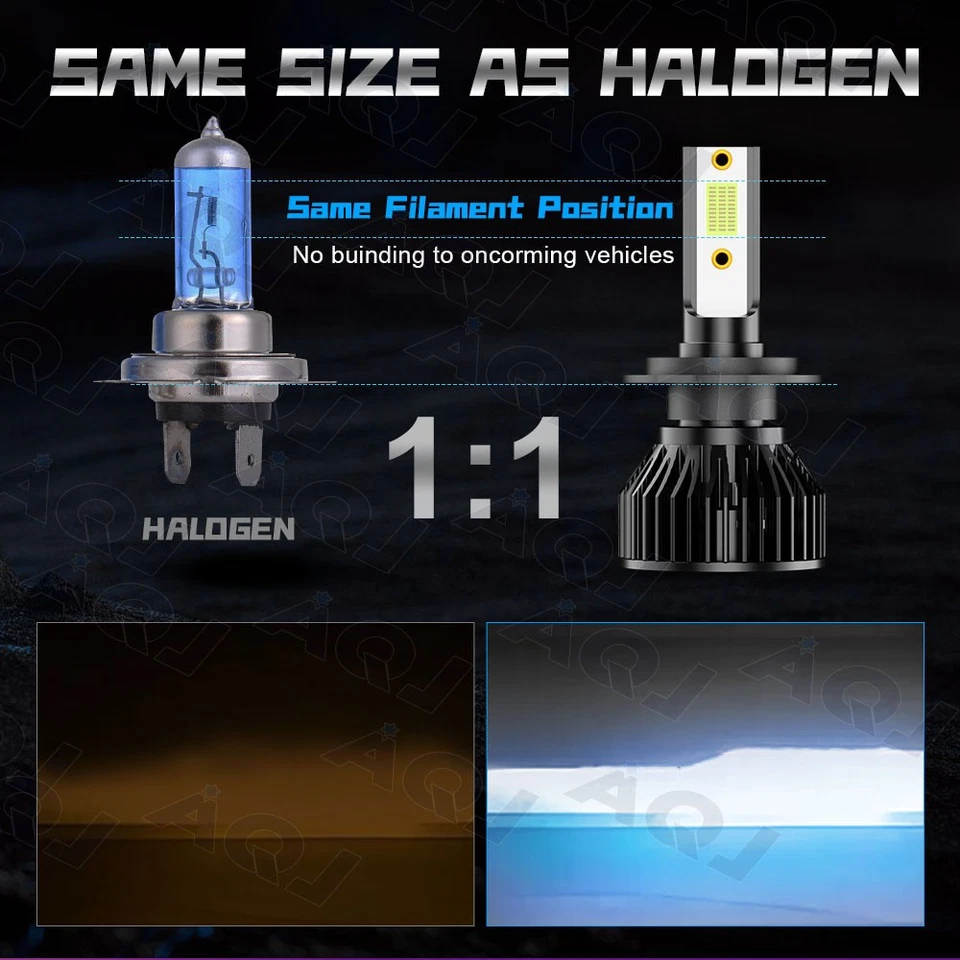 H7 LED Headlight Kit Hi/Lo Beam  8000K Blue For BMW 340i	2016-2018 - Image 2 of 4