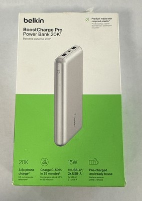 Belkin 20000mAh Power Bank 15W USB-A + USB-C - Silver