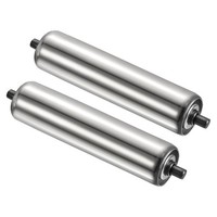 FöRderrolle Aus Edelstahl,8,9 Cm Durchmesser,30,5 Cm LäNge,Silber,2Er-Pack
