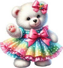 Weißer Teddybär Kinder Wandbild Schlafzimmer Laptop Dekor Vinyl Aufkleber Abziehbild 6 Größen